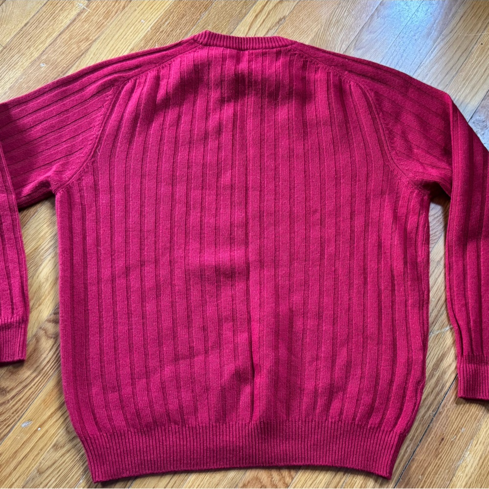 Barneys New York Deep Red Ribbed Sweater - Picture 2 of 8